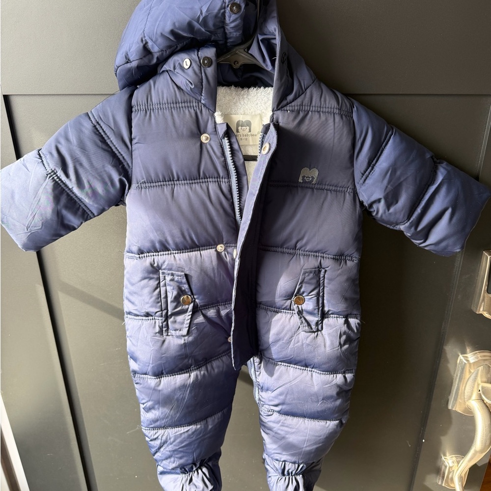 Navy Blue Puffer Snowsuit with Hood